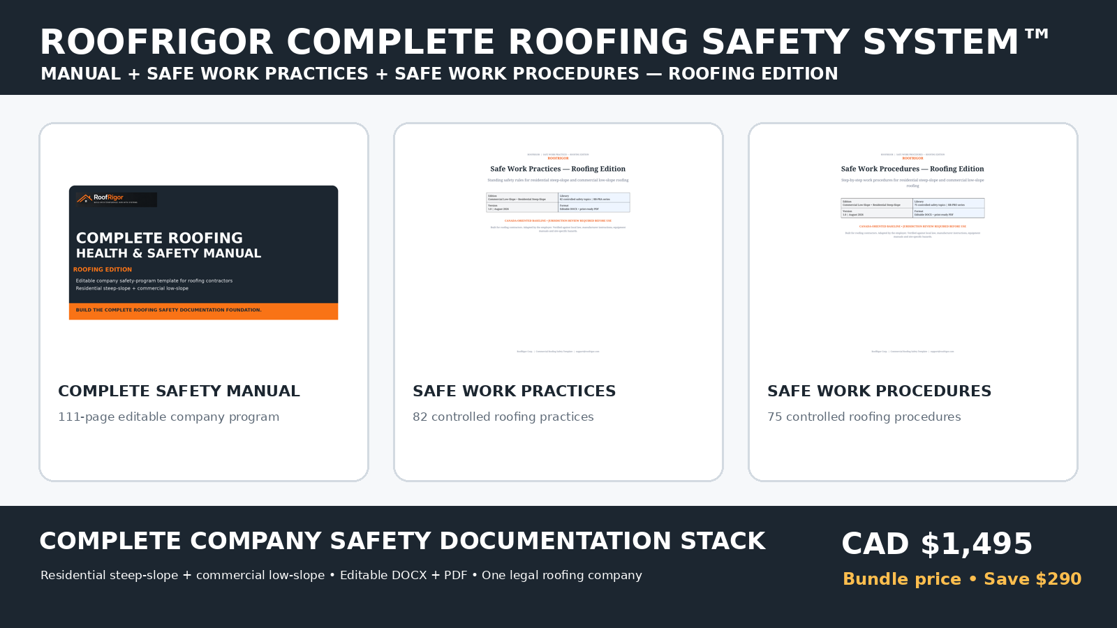 RoofRigor Complete Roofing Safety System — Manual, Safe Work Practices and Safe Work Procedures