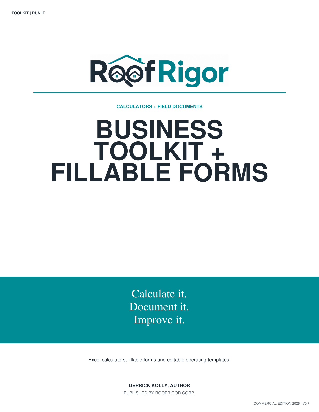 RoofRigor Roofing Business Operating Toolkit cover