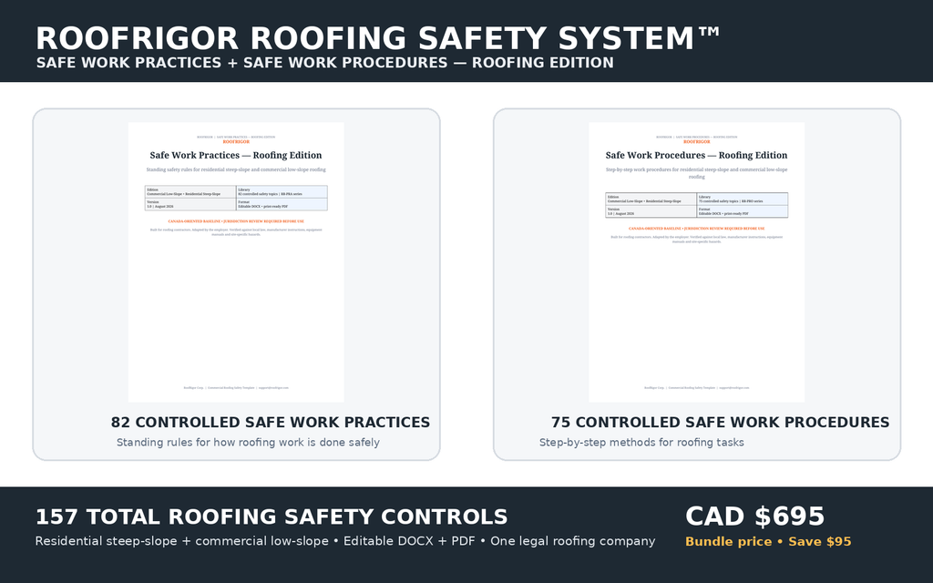 RoofRigor Roofing Safety System — Safe Work Practices and Safe Work Procedures bundle