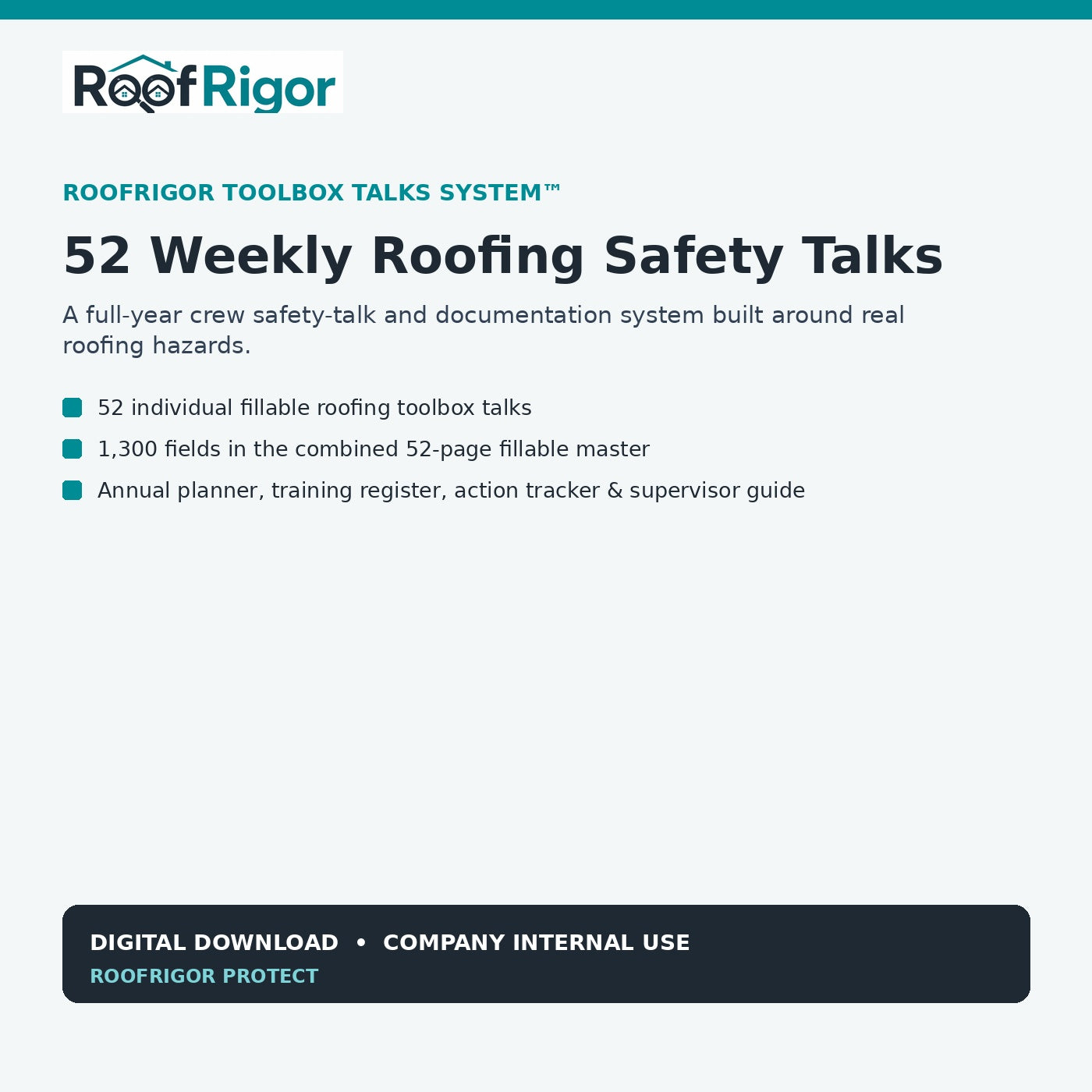 RoofRigor Toolbox Talks System 52 weekly roofing safety talks
