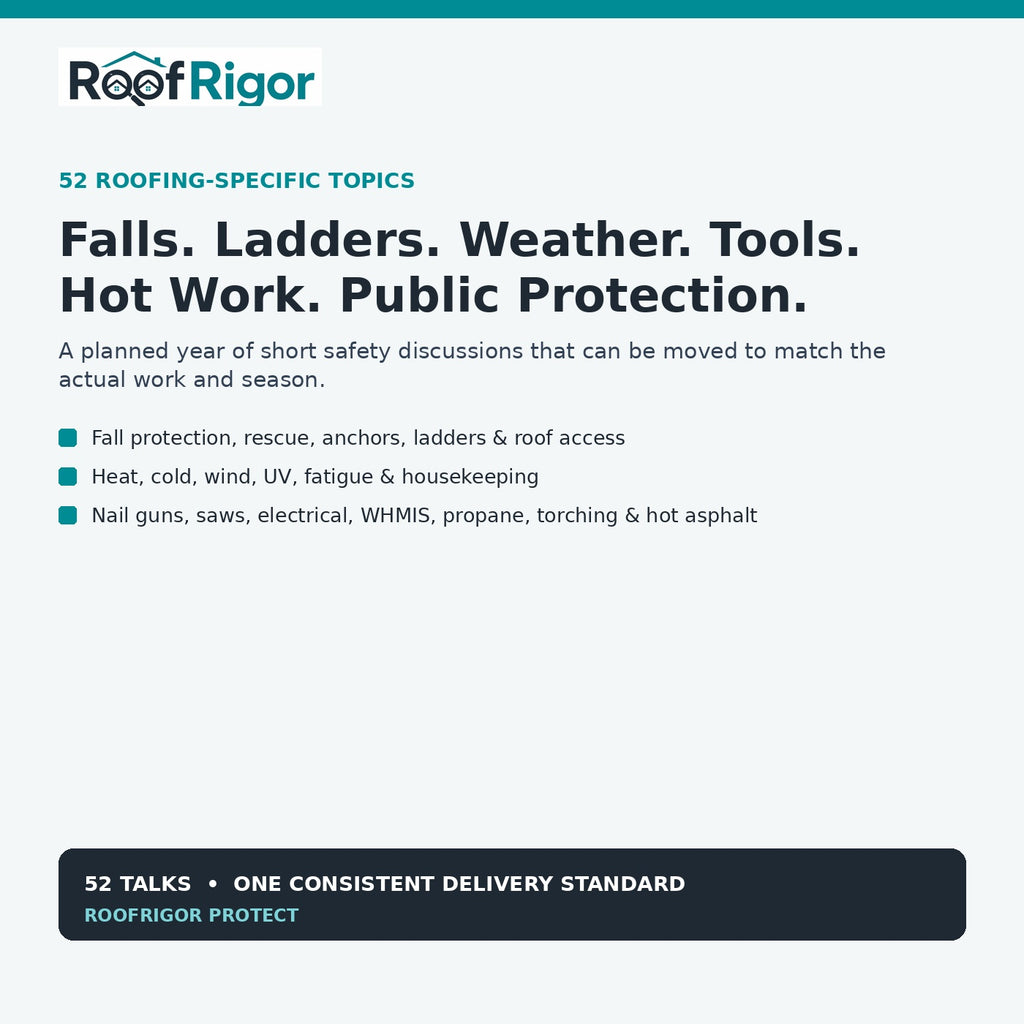 RoofRigor Toolbox Talks System roofing safety topics preview